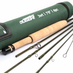 Maxcatch Cruiser フライフィッシングロッド； 3wt 7’6 ’’ 6ピース、IM10カーボンブランク、AAグレードリールシート フライロッド (7