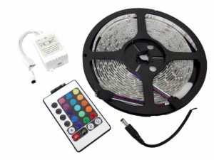 LEDテープ ライト 5m 300連 正面発光 12V 防水 屋内パーティーデコレーションと柔軟なテープ照明 16色 リモコン 配線付 カット可 車 バイ