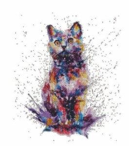 colored paw counted cross stitch kits 14 ct,ガラスの中のフォックス 、47x52cm 200*230 point クロスステッチ