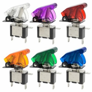 WMYCONGCONG 6個 12V 20A LEDミサイルスイッチトグルスイッチ 青/赤/緑/白/黄/紫 オン/オフ SPST 3極 オートロッカースイッチ 自動車オー