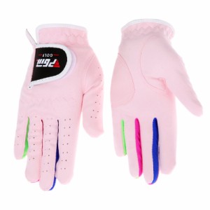 1セット 子供ゴルフグローブ 両手用 全天候型 柔らかい 繊維布 ピンク 17