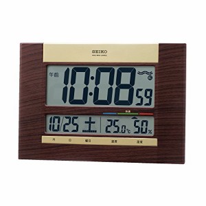 セイコークロック 掛け時計 茶木目 18×26×2.0cm 置き掛け時計 置き掛け兼用 電波 デジタル カレンダー SQ440B