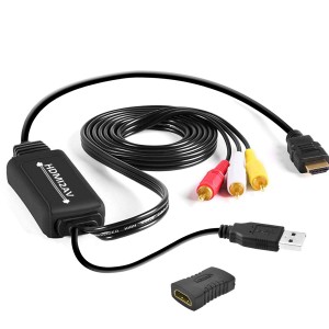 Iseebiz HDMIをコンポジットへ変換 HDMI-AV変換アダプター 車載用対応 HDMI to RCA/AV/コンポジット 変換アダプター 変換ケーブル 1080P 