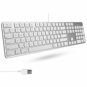 Macally 超薄型 USB A 有線キーボード テンキー付き Apple Mac Pro、MacBook Pro/Air、iMac、Mac Mini、ラップ コンピュータ、Wind