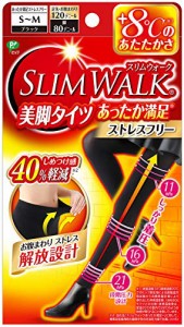 ピップ スリムウォーク (SLIM WALK) 美脚タイツ あったか満足 ストレスフリー S~Mサイズ ブラック おそと用 着圧