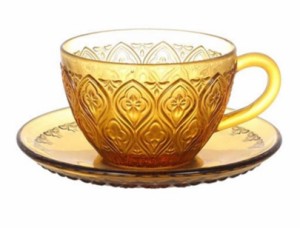 ダルトン(Dulton) 食器 グラスカップ＆ソーサー フィオーレ アンバー 160ml GLASS CUP ＆ SAUCER ’’FIORE’’ AMBER A615-818BR