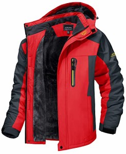 TACVASEN ウィンドブレーカー 防寒 メンズ 防寒着 静電気軽減 スキーウェア 冬用 登山ジャケット 撥水 バイク用 赤い XL