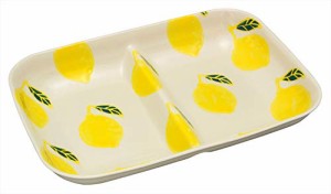 波佐見焼 菊祥窯 フルーツ 仕切プレート 皿 約22×16cm レモン