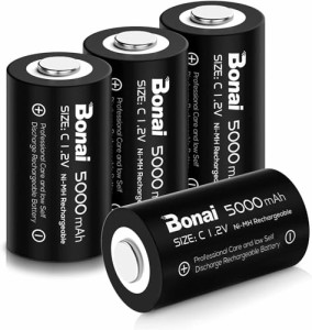BONAI 単2形充電池 高容量 5000mAh 充電式ニッケル水素電池 単二電池 充電式電池 4本入り 単二充電池セット 液漏れ防止 約1200回使用可能