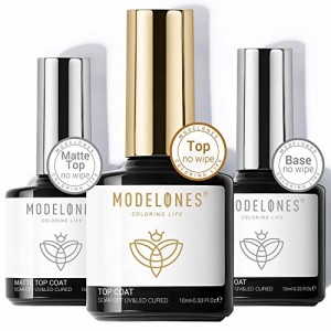 Modelones ジェルネイル コート マットコート ベースコート 3本セット10ml 拭き取り不要 UV/LED対応