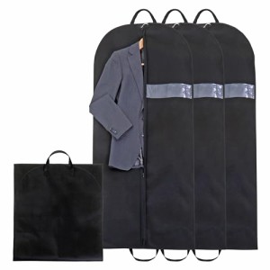 アストロ スーツカバー 3枚 黒 厚手不織布 ファスナー 透明窓付き ハンガーフック付き 605-28