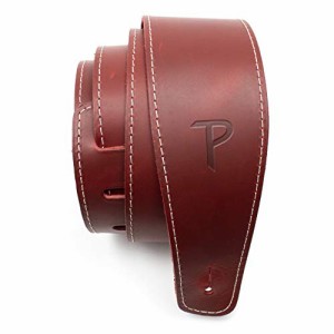 Perri’s Leathers Ltd. - ギターストラップ - ベースボールレザー (シリーズ) - レッド XO’s - 調節可能 - アコースティック/ベース/エ