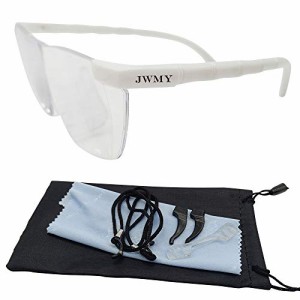 JWMY 拡大鏡ルーペメガネ 1.6倍 対策 えんきん メガネ型拡大鏡 ルーペ 6点セット (ホワイト６点セット)