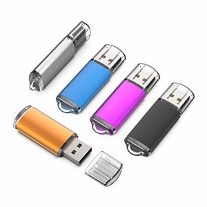 KEXIN USBメモリ・フラッシュドライブ 32GB 5個セット USB 2.0 USBメモリースティック キャップ式 データ転送 Windows PCに対応 （黒、青