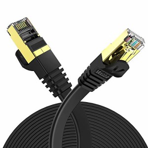 2m Veetop CAT7 LANケーブル カテゴリー7 フラット 高速 10Gbps 750MHz STP 金メッキコネクタ RJ45 二重シールド 爪折れ防止 有線ランケ