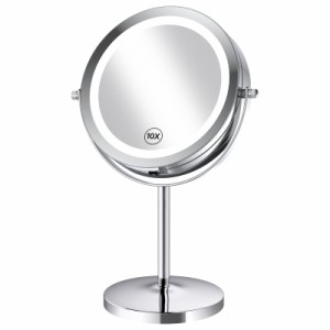 [送料無料]Gospire 拡大鏡 LED拡大鏡 化粧ミラー 拡大化粧鏡 10倍鏡付きLEDミラー 