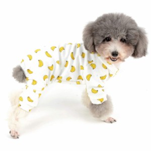 ZUNEA 犬 つなぎ パジャマ 春夏 ロンパース 小型犬 洋服 おしゃれ かわいい バナナ柄 ドッ