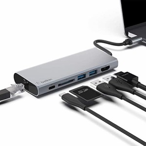 Belkin 7 in 1 USB-C イーサネットハブ USB-C PD 60W 4K HDMI SDカード USB iPad/iPad Pro/iPad mini/MacBook/MacBook Pro/MacBook Air/W