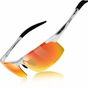 DUCO サングラス メンズ 偏光 スポーツサングラス UV400 へんこう さんぐらす オレンジ AL-MG合金 超軽量 sunglasses for men 運転／自