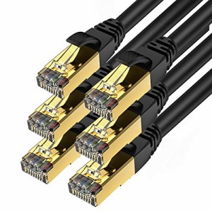 0.5m6本 Veetop CAT8 LANケーブル カテゴリ-8 超高速 防水 難燃 耐磨 耐候性 金ツメ RJ45コネクタ ギガビット 40Gbps 2000MHz 26awg 爪折