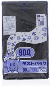 日泉ポリテック ゴミ袋 ゴミ箱用アクセサリ 黒 90L ダストパック 厚手0.05mm 日本製 (ケース販売) 10枚入 20個セット