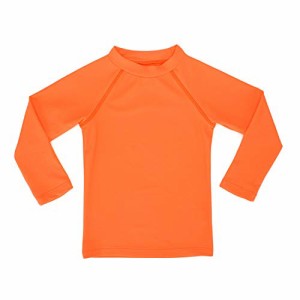 ESTAMICO キッズ 長袖 ラッシュガード Tシャツ UVカットUPF+50 子供用 水着 水陸両用 (オレンジ, 90cm/2T)