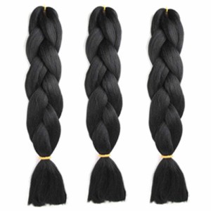 Feibin 全30色 ウィッグ エクステンション 3本セット ブレイズ 編み込み グラデーション 三つ編み ヘアアクセサリー 盛りアップ つけウィ