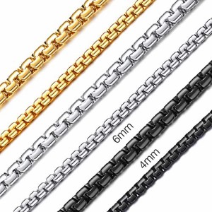 ChainsHouse サージカルステンレス メンズ ネックレス チェーンのみ ブラック 黒 錆びない シンプル 長さ60cm 幅6mm