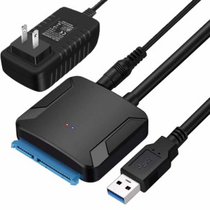 Runbod SATA USB 変換ケーブル 3.5インチ HDD SATA USB変換アダプタ 2.5インチ HDD SSD USB 変換ケーブル PSE認証済12V/2A電源付き SATA3