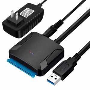 sata usb 変換ケーブル 3.5/2.5インチ SSD HDD SATA USB変換アダプター SATA3 USB3.0 変換ケーブル 電源アダプター付 Windows10/Mac OS 