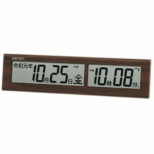 セイコークロック(Seiko Clock) 掛け時計 置き時計兼用 電波 デジタル 元号表示 茶木目模様 SQ441B