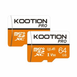 KOOTION microSDカード 64GB(2個セット) SDアダプター付 Class10 UHS-I メモリ カード SDXC マイクロSDカード U3超高速転送 ドライブレコ