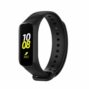 For Samsung Galaxy Fit e用 交換ベルト シリコン ブレスレット R375 替えバンド ツイル模様 防水 耐衝撃 (黒)