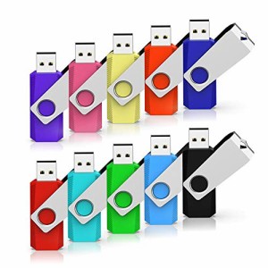 RAOYI USBメモリ8GB USB2.0 10個セット フラッシュドライブ 回転式 まとめ買い 10色 カラフル メモリスティック ストラップホール付き