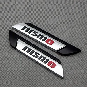 Aizfa 自動車ドアフェンダー ブルーメタル NISMO スポーツバッジ クロームサイドウィング 3Dエンブレム 1ペア ブラック Aizfa