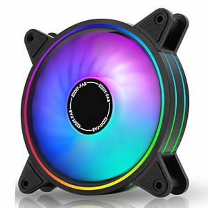 EZDIY-FAB 120mm RGB PCケースファン RGB対応 静音 ファン 6ピンヘッダー -1P