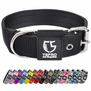 TSPRO タクティカルドッグカラー 1.5インチ幅の犬用カラー 軍用グレードの強力な犬用カラー 太い犬用カラー ヘビーデューティーメタルバ
