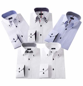 Tree Ring(トリー リング) ワイシャツ メンズ 長袖 ビジネスワイシャツ セット Yシャツ5枚組入り 多色選択 (S, 0504X)