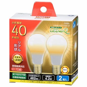 OHM LED電球 小形 E17 40形相当 電球色 2個入 LDA4L-G-E17IH92-2