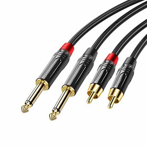 RCA フォン デュアル 1m オーディオ変換ケーブル ラインケーブル wuernine モノラルフォンx2-RCAピンx2 オスオス 6.35mm 標準プラグ オー