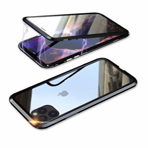 YSAN i Phone11Pro ケース アルミバンパー 両面ガラス 360度全面保護 クリアフルカバー 表裏磁 石 耐衝撃 マグネット式 人気 薄型 Qi充電