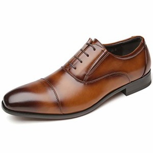 フォクスセンス ビジネスシューズ 革靴 メンズ 本革 ストレートチップ ドレスシューズ 紳士靴 内羽根 軽量・防水 フォーマル ブラウン 