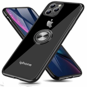 i Phone 11 Pro 用 ケース リング付き クリア 落下防止 耐衝撃 スタンド機能 透明 TPUメッキ ケース防塵 薄型 軽量 一体型 変形防止 全面