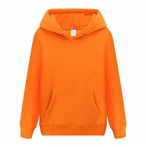 HISITOSA メンズ パーカー 厚手 裏起毛 無地100％綿 スウェットプルオーバー レディース長袖 服 春 秋 冬 男女兼用 9色選 び S~3L (オレ