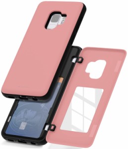 Goospery Galaxy S9 (2018) ケース 背面 カード 収納 マグネット式 バンパー カバー (ピンク) S9-MDB-PNK