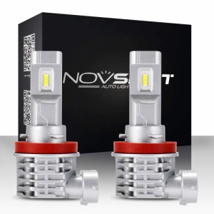 NOVSIGHT LEDヘッドライトH8/H9/H11/H16(国産車対応) ファンレス 高性能LEDチップ搭載 車/バイク用 8000LM(4000LM*2) 50W(25W*2) DC9-32V