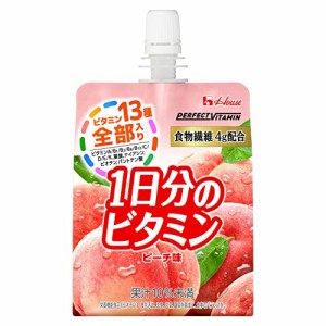 ハウスウェルネスフーズ Perfect Vitamin 1日分のビタミンゼリー 食物繊維 ピーチ味 180g ×24袋