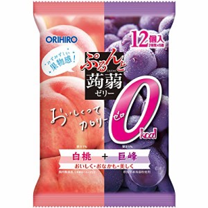 オリヒロプランデュ ぷるんと蒟蒻ゼリーパウチ カロリーゼロ白桃+巨峰 12個入×6袋