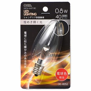 オーム電機 LED電球 シャンデリア電球形 E17/0.8W 電球色 クリア LDC1L-G-E17 13C 06-4652 OHM