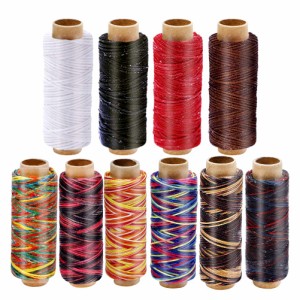 RMTIME 蝋引き糸 ロウ引き糸 ワックスコード 手縫い 手芸 紐 DIY レザークラフト糸 直径1mm 10個セット 各50m
